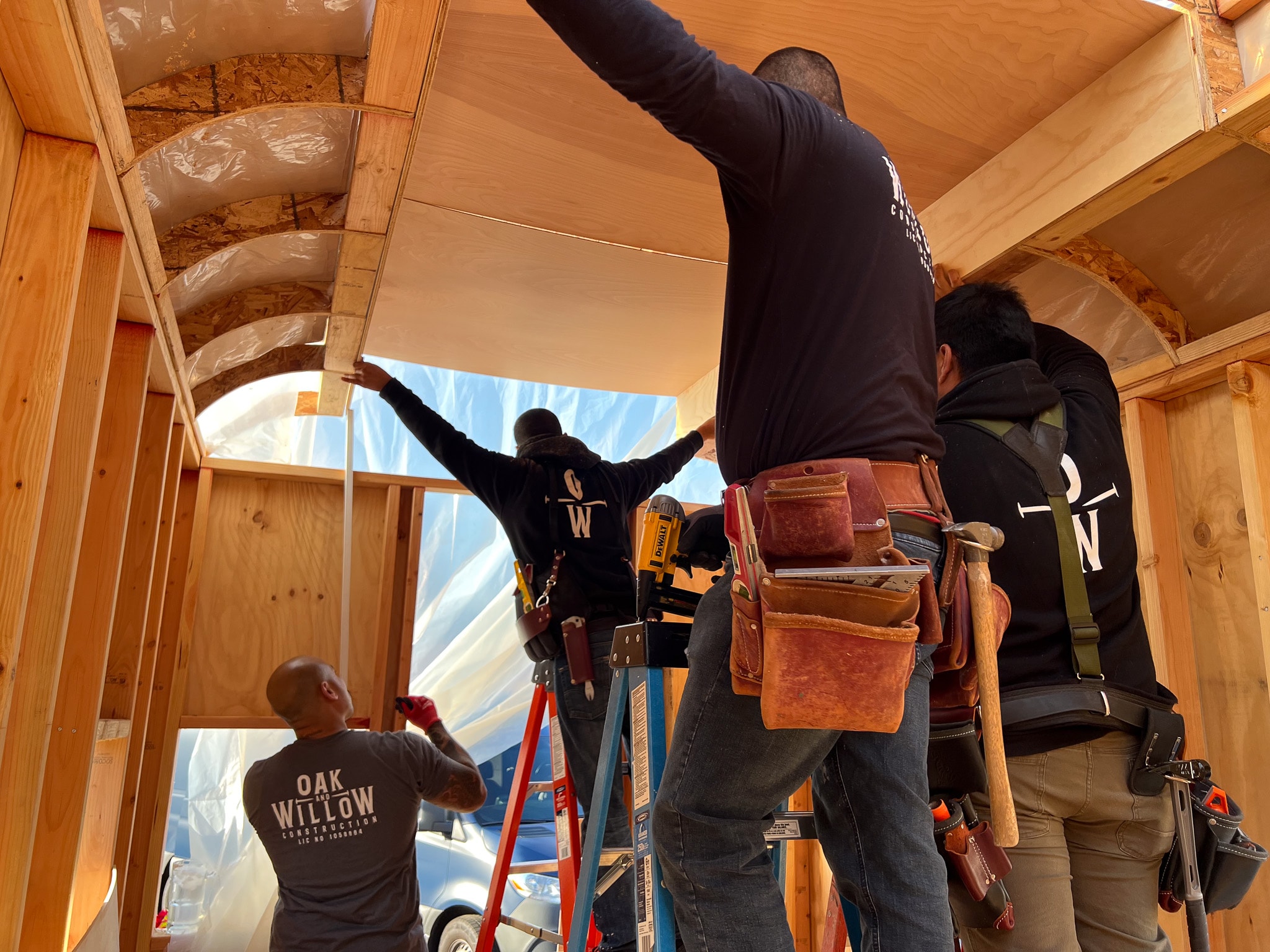 Crew building arched interior framing