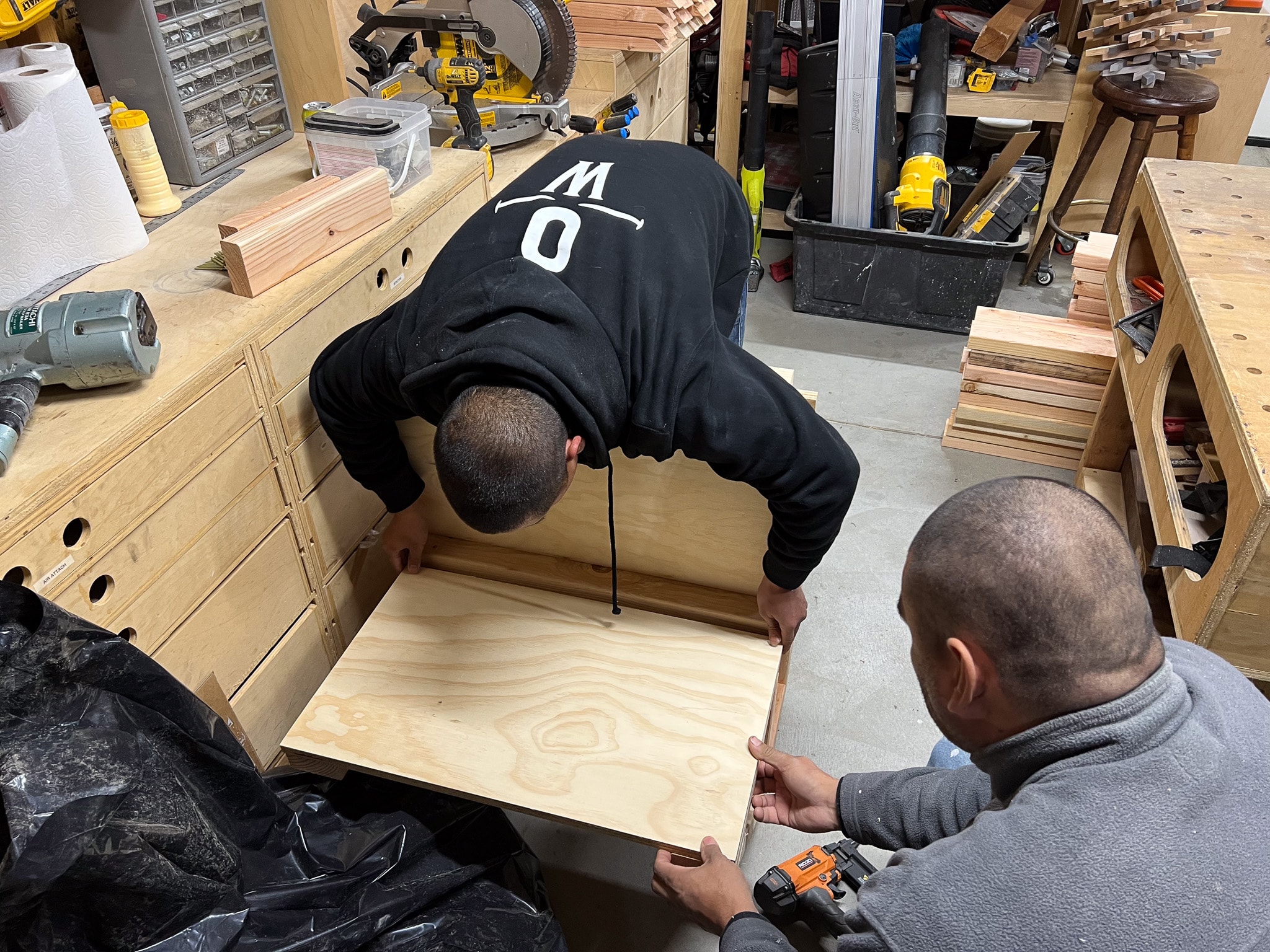 Crew working in the workshop