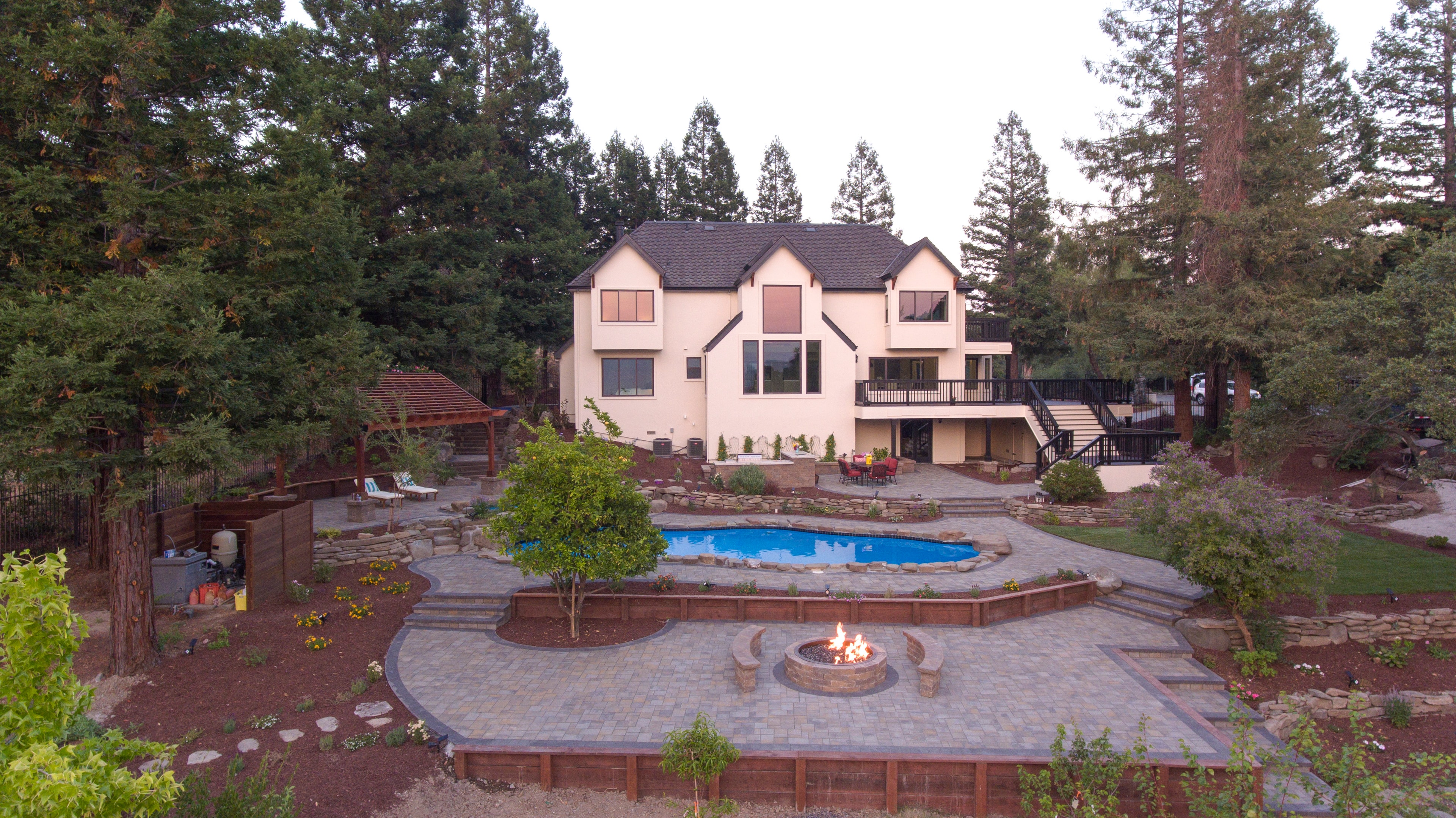 Aerial view of custom home