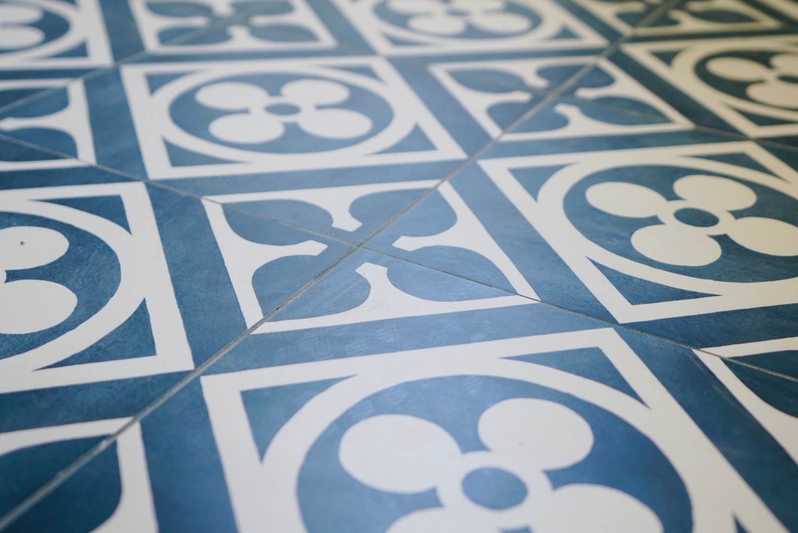 Shower with blue tile detail